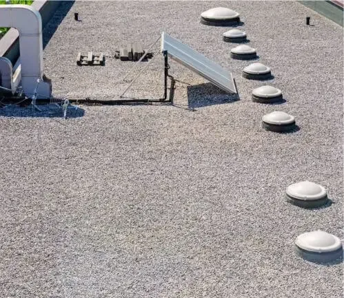 Flat roof membrane system installation in El Cajon