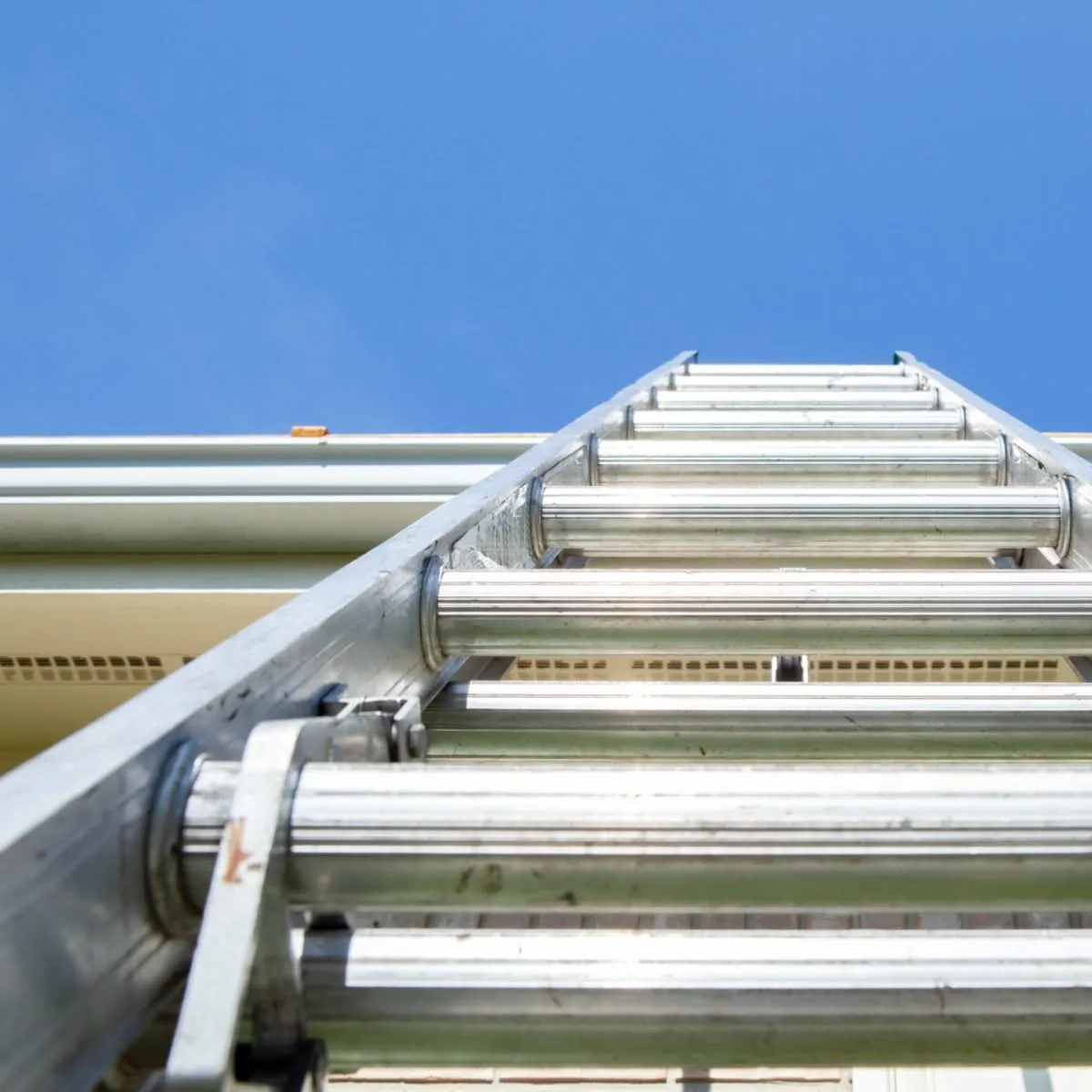 Professional roof inspection and gutter access setup on a La Mesa, CA property